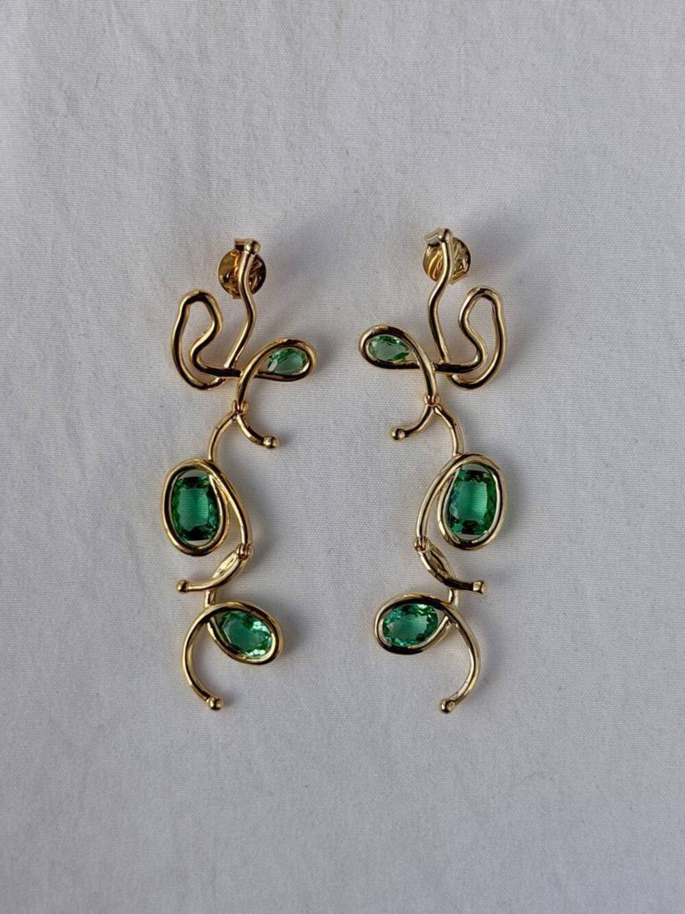 Organic Loops Earrings - 18k Gold Plated - Reconstituted Paraiba Tourmaline